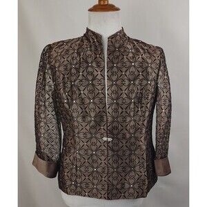Vintage R&M Collection Blazer Jacket 14 Whimsigoth Fairy Brown & Black Sequin